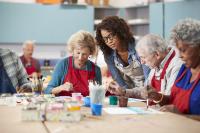 Group of adults attending an art class