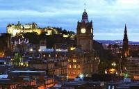 A photo of Edinburgh at night