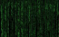 The matrix code; green lettering falling down a dark background