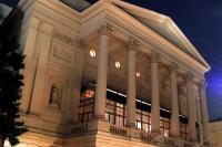 Exterior view of the Royal Opera House at night