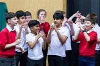 Schoolboys at a drama workshop