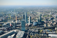 Aerial View of City Buildings in Manchester