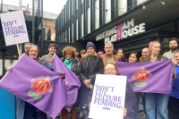 Equity protestors outside Nottingham Playhouse