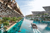 A CGI of Jamur marina with waterfront properties