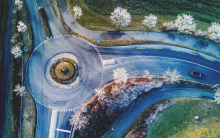 overhead view of a roundabout