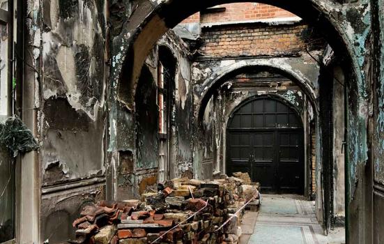 Photo of fire damaged Battersea Arts Centre