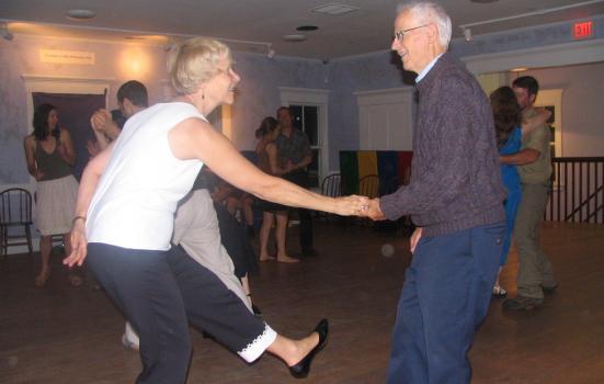 A man and a woman dancing