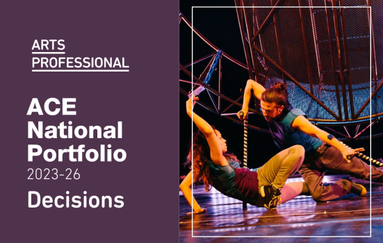 ACE NPO decisions graphic with image of circus performers - Extraordinary Bodies