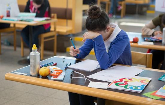 Girl sitting exam