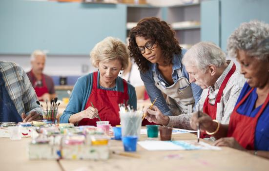 Group of adults attending an art class