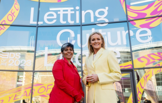 LEEDS 2023 Creative Director and CEO Kully Thiarai (left) with Chair Gabby Logan