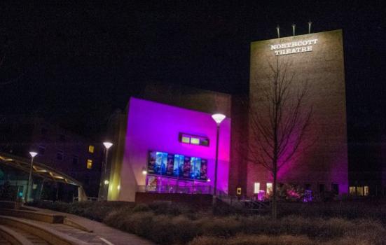 Photo of exterior of theatre at night