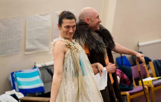 Photo of Charlotte Arrowsmith in rehearsal for As You Like It