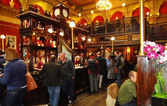 Customers at a theatre pub