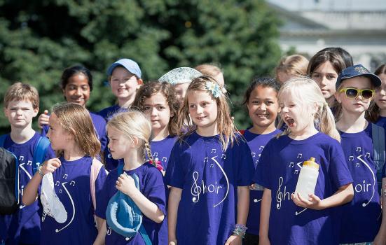 A group of children singing