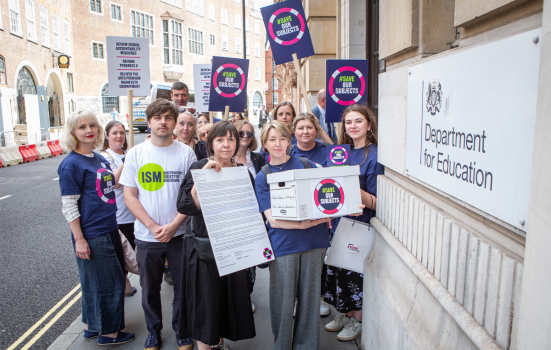 ISM demonstration outside Department for Education