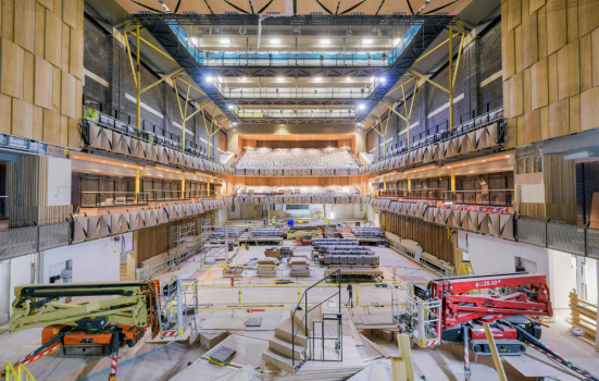 Bristol Beacon main auditorium under renovation in September 2023