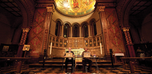 The Laptop Orchestra led by Professor David Toop of the London College of Communication  performs in the chapel of King’s College London