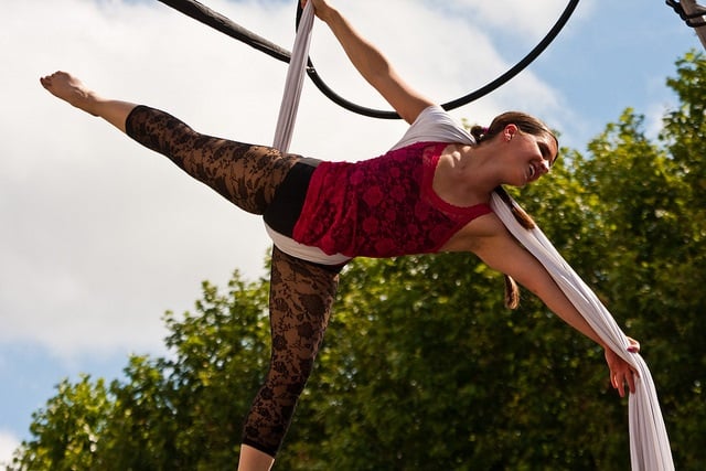 Photo of an aerial performer