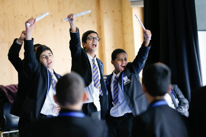 Photo of schoolchildren rehearsing