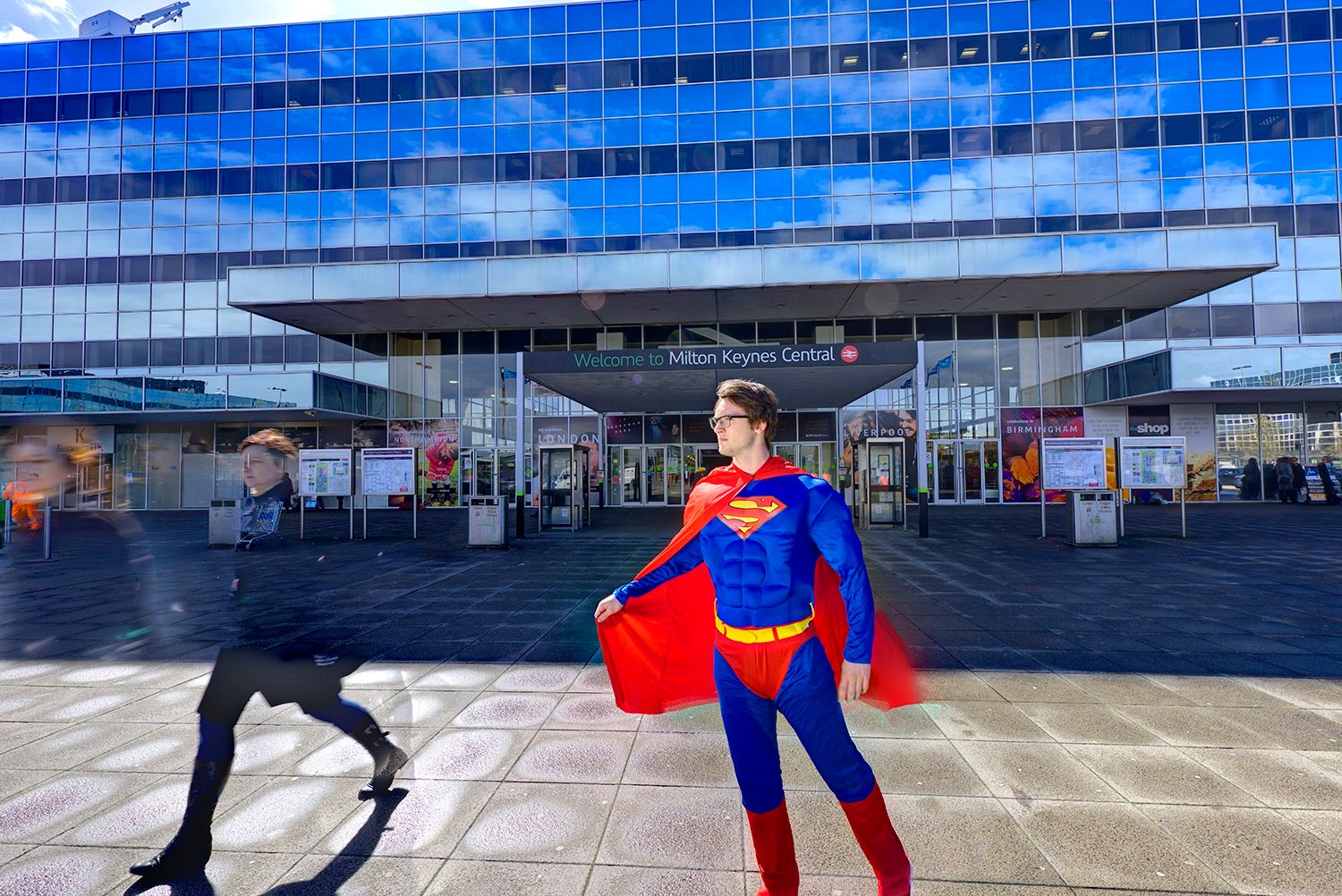 Visitors outside Milton Keynes station