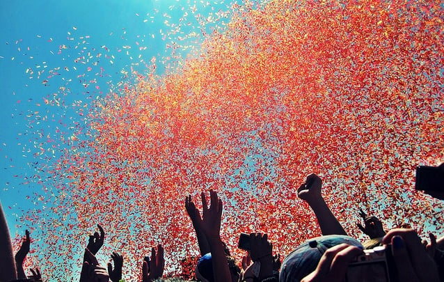 Photo of confetti cannon going off