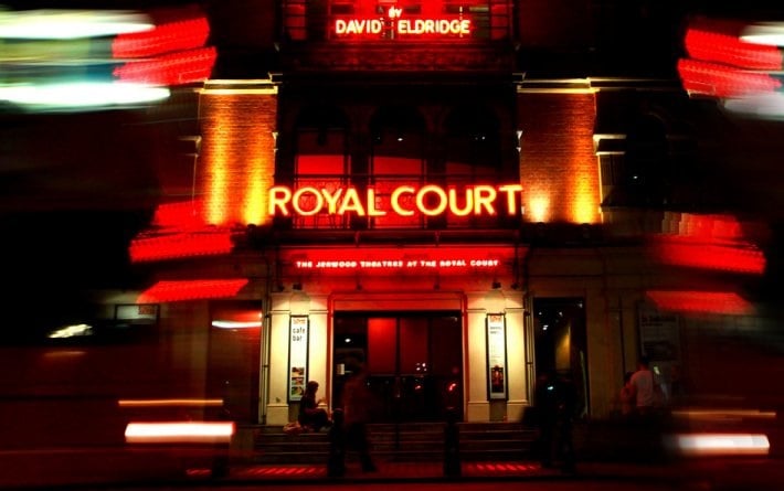 Exterior of Royal Court Theatre at night