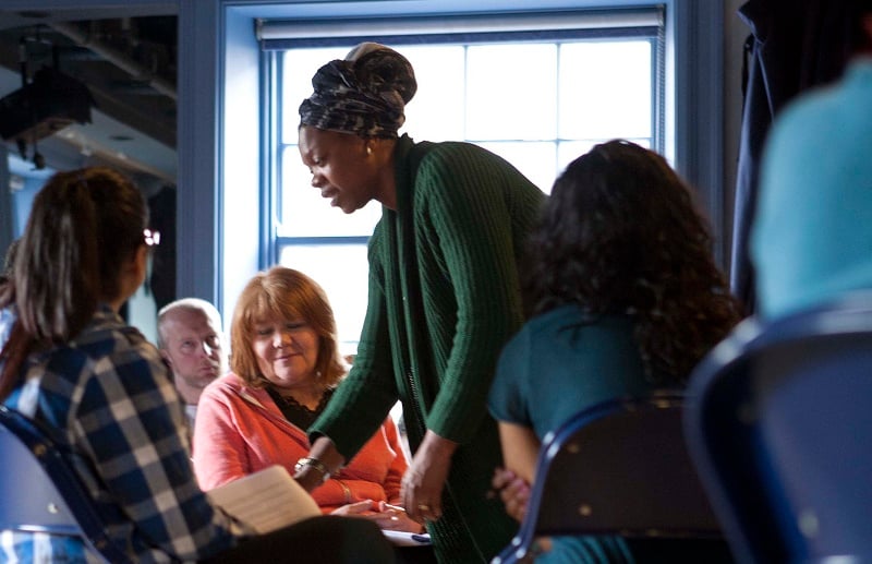 Photo of Amanda Huxtable leading a workshop