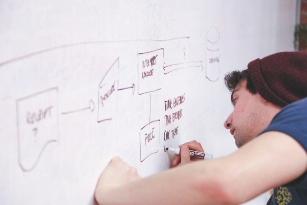 Man drawing on whiteboard