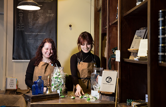 Photo of girls at shop counter