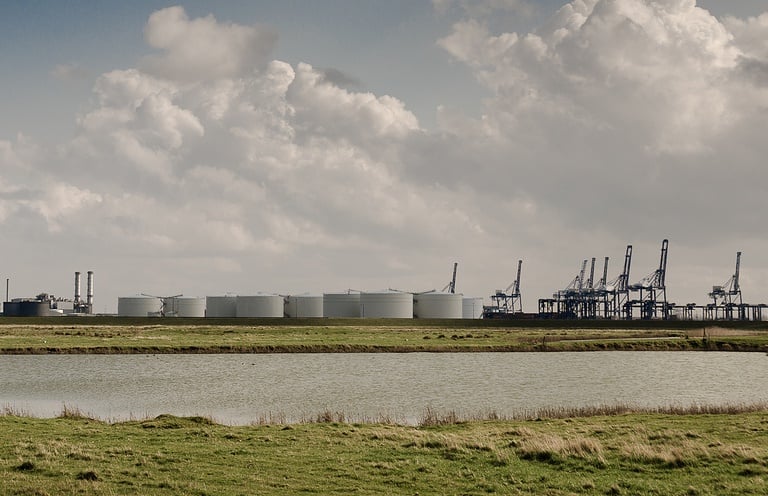 Photo of river and industrial buildings