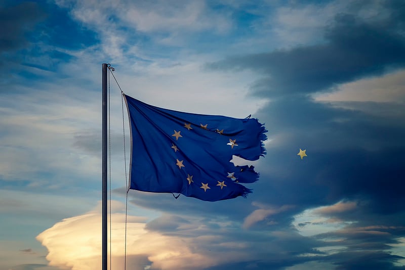 Photo of EU flag with star missing