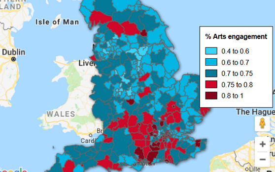 Data map reveals levels of arts engagement across England