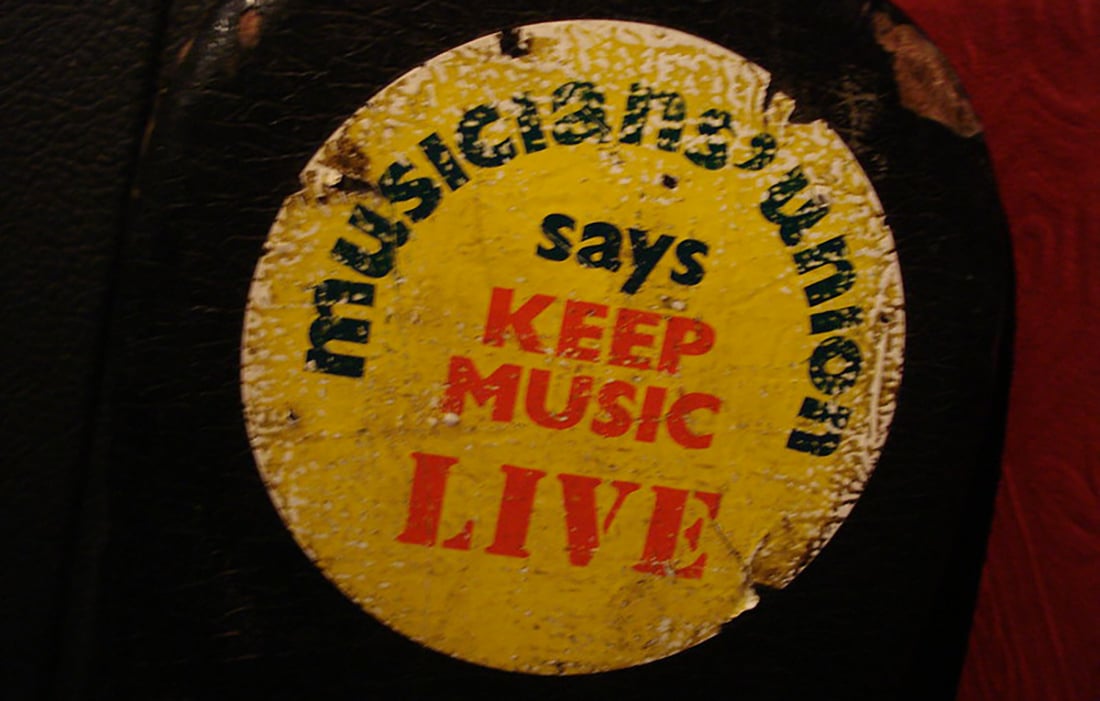 Musicians' Union 'keep music live' sticker