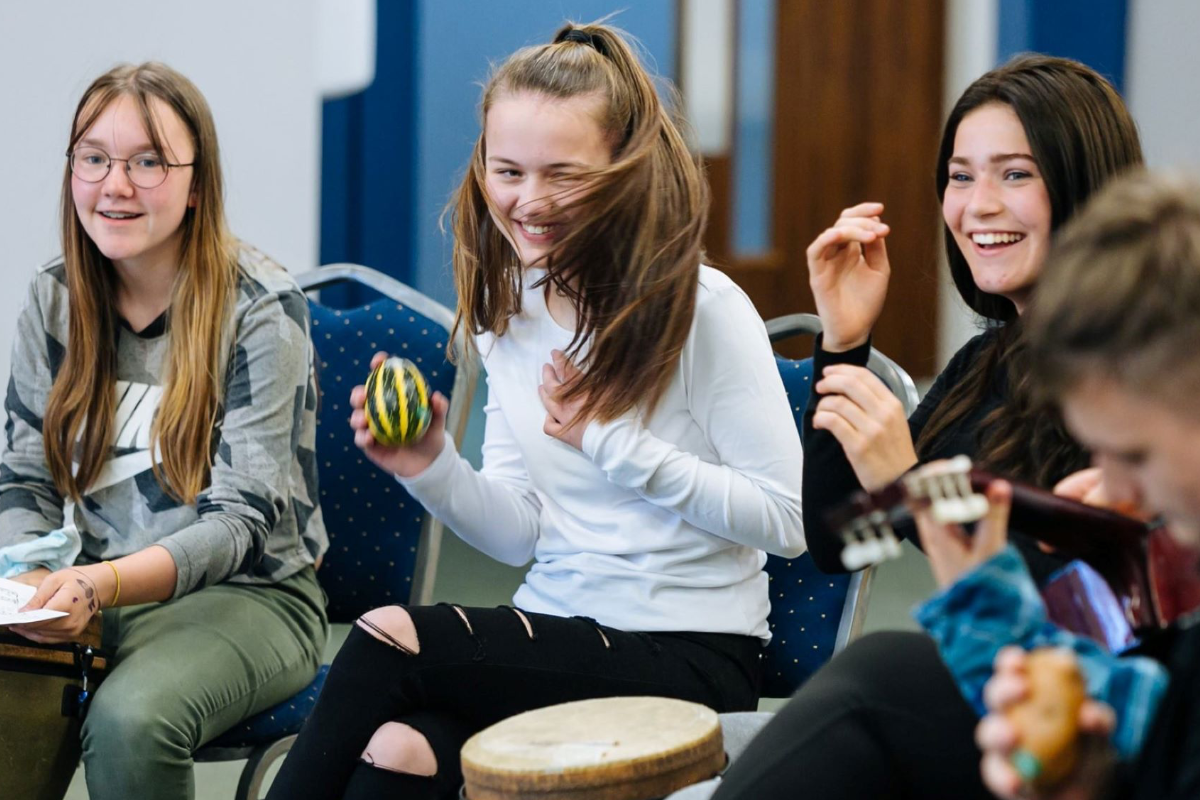 pupils take part in a music lesson