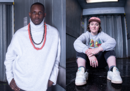 Two images edited together of Joint Artistic Directors and CEOs, Royal Exchange Theatre: (Left) Roy Alexander Weise (Right) Bryony Shanahan. Photo Credit Benji Reid