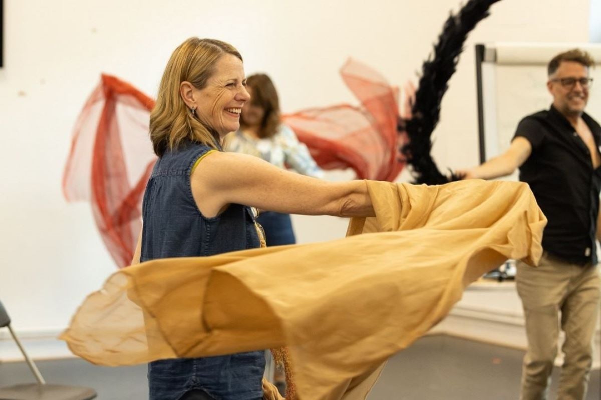 A woman and man dancing as part of the Arts for the Blues programme