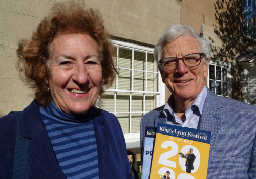 Former Chair Alison Croose and newly appointed Chair Adrian Parker,  King's Lynn Festival.