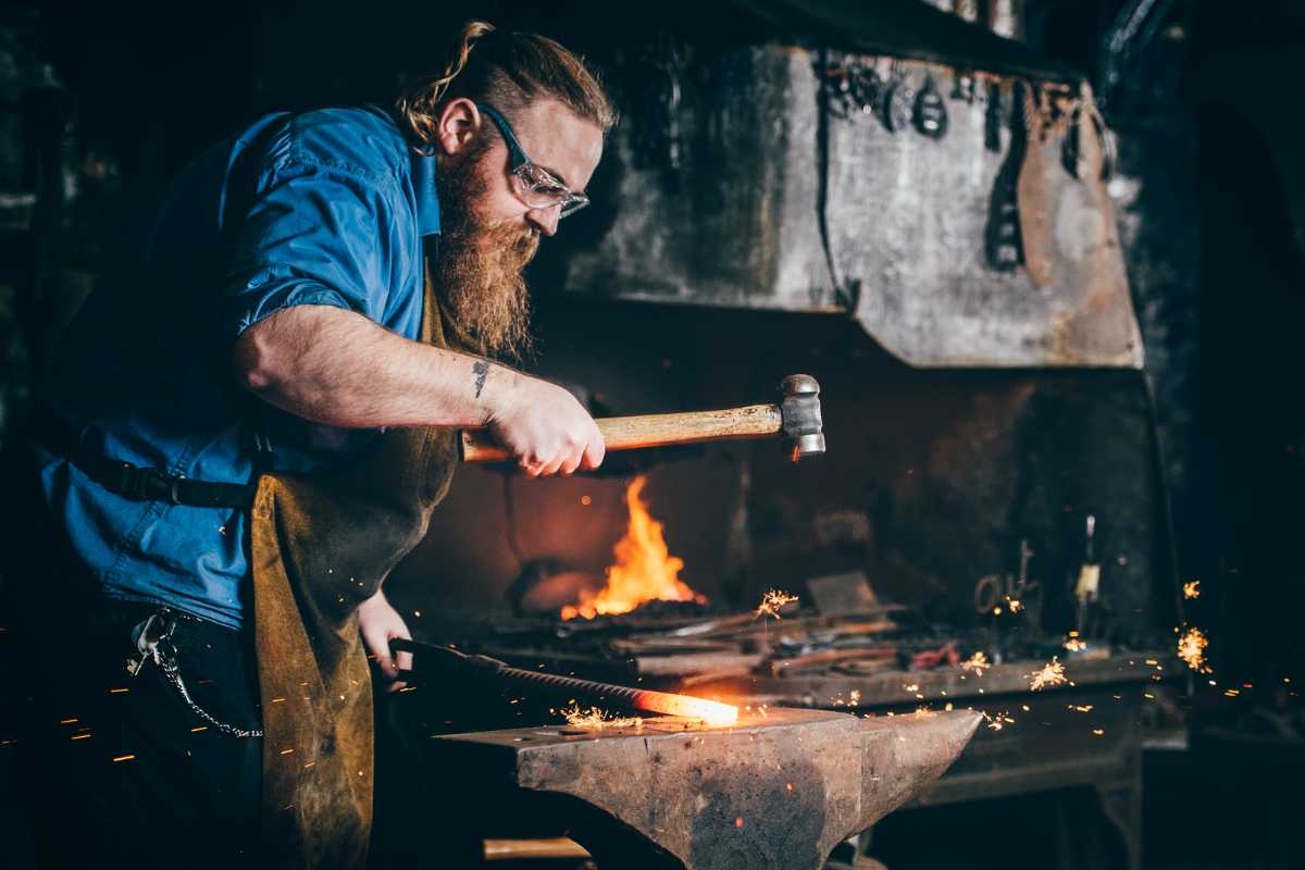 A blacksmith at the National Slate Museum