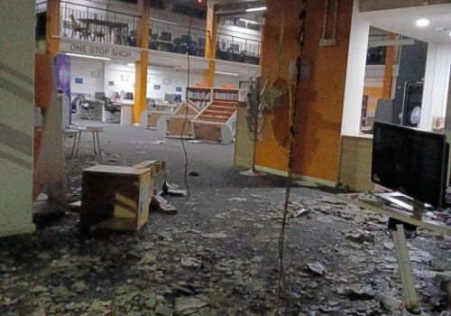 Image showing damage inside Spellow Hub Library