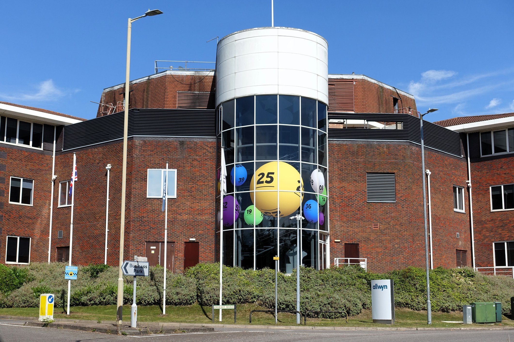 Watford, Hertfordshire, England, UK - August 16th 2024: Allwyn UK Head Office in Tolpits Lane, Watford. Allwyn UK is the operator of the UK National Lottery.